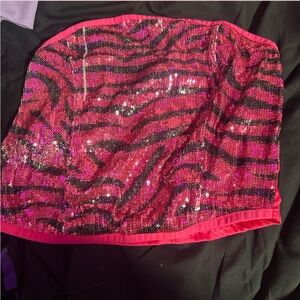 Sequin Zebra Print Tube Top